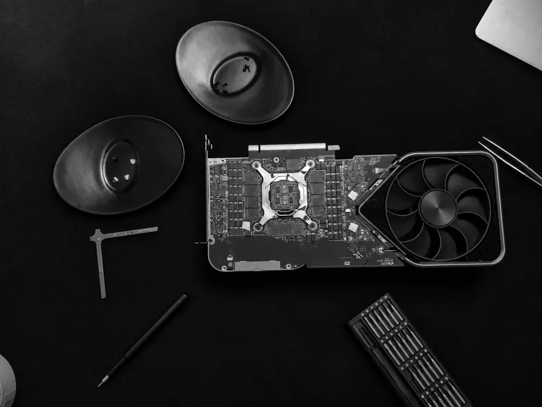 Disassembled graphics card and repair tools